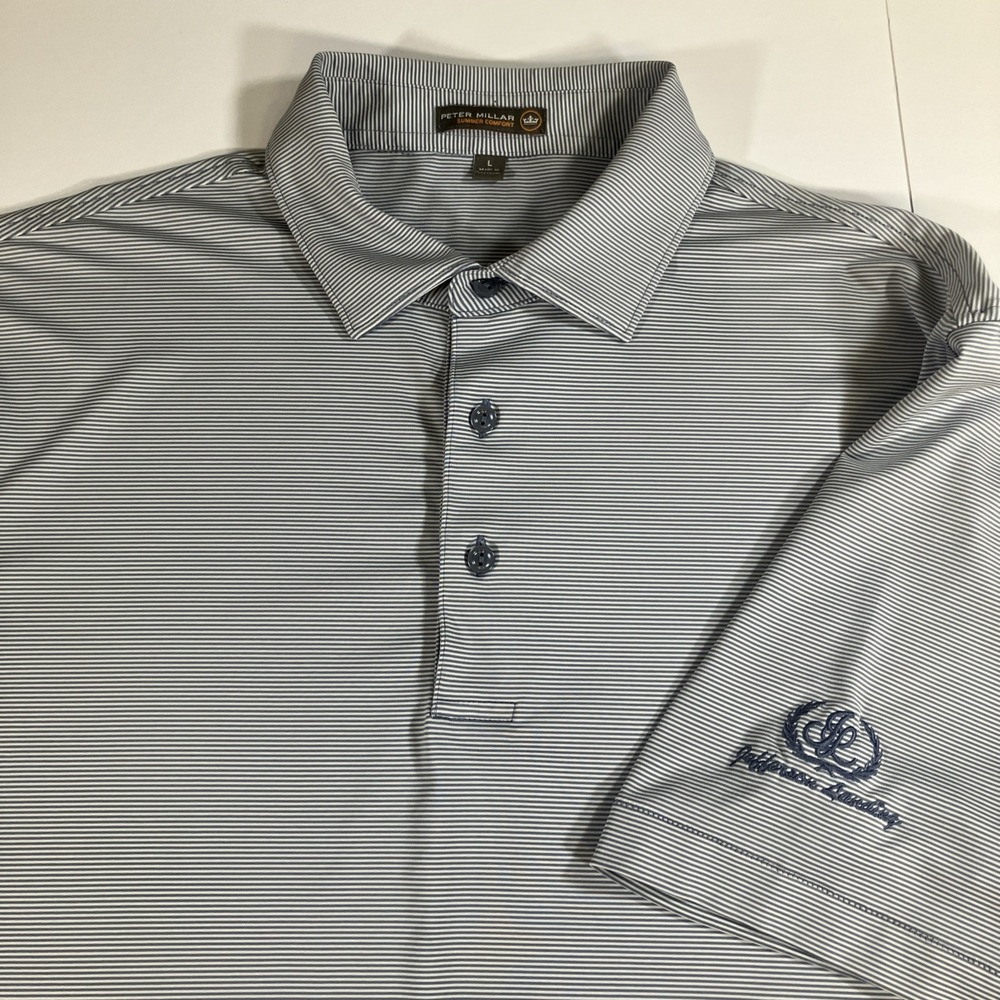 Peter Millar Summer Comfort Mens Golf Polo Stretch Shirt L Jefferson Landing NC